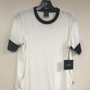 Belyn Key Rib Trim Short Sleeve Top Chalk/Oynx